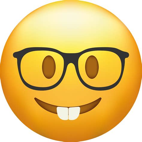 Nerd Emoji Emoticon With Transparent Glasses Funny Yellow Face With