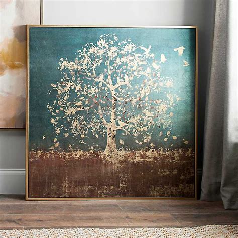 Golden Bird Tree Large Framed Canvas Art Print Kirklands