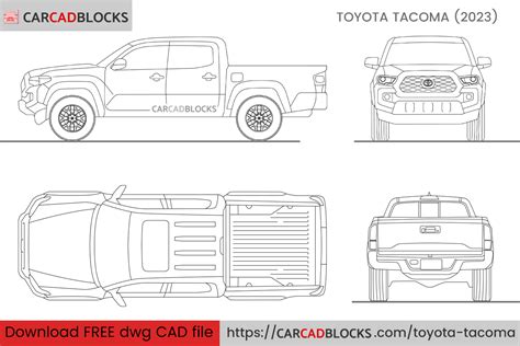 Toyota Tacoma 2023 Free Cad Blocks Dwg File Carcadblocks