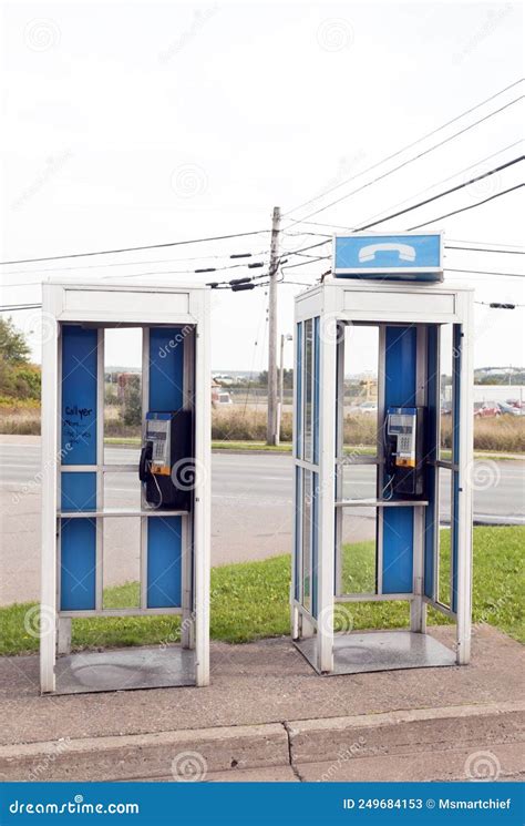 Vintage Phone Booths On Sidewalk Stock Image Image Of Phone Style