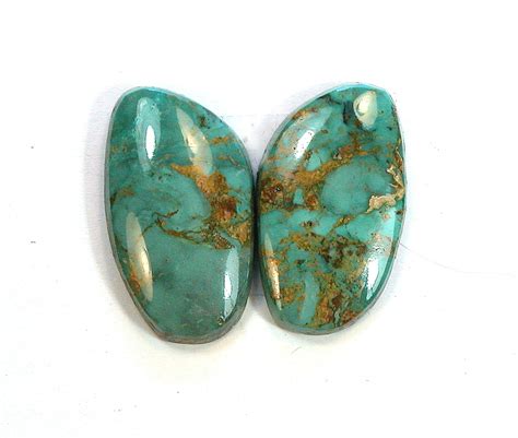 Dvh Persian Turquoise Cabochon Pair Genuine And Natural