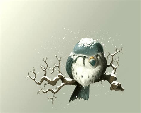 Free Download Winter Snow Birds Artwork 1280x1024 Wallpaper Animals