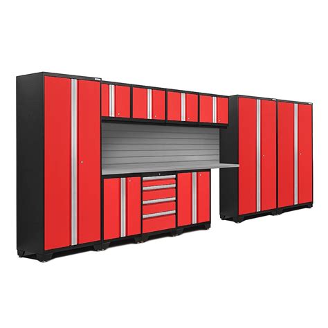 Newage Products Inc Bold Series Red Garage Cabinet Set With Slatwall