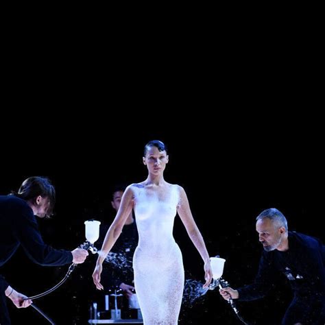 Bella Hadid Wore A Spray On Dress During Paris Fashion Week