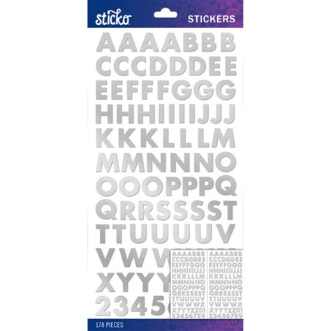 Scrapbooking Crafts Stickers Sticko Silver Futura Bold Alphabet Letters