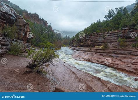 Slide Rock Oak Creek Canyon Stock Photo Image Of Storm Bushes 167308752