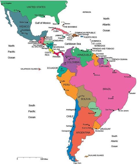 Centralsouth America Countries And Capitals Diagram Central America