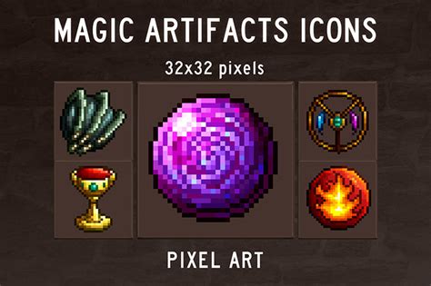 48 Magic Artifacts Pixel Art Icons By Free Game Assets Gui Sprite