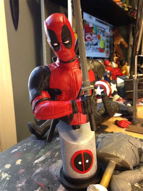 Deadpool Bust In Progress Painting Resin Heroes