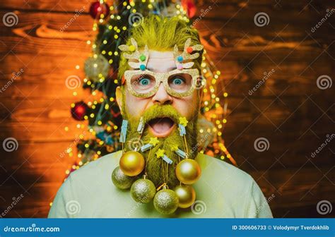 Beard With Bauble Santa In Barbershop Christmas Style For Modern Santa Stock Image Image Of