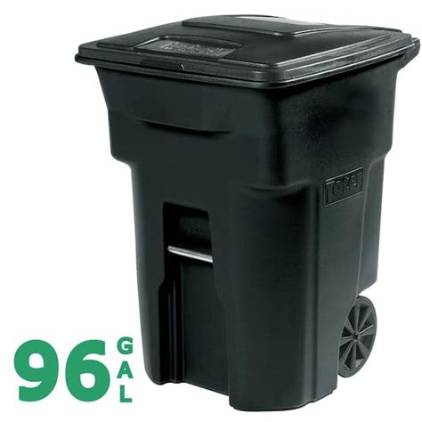 Toter 96 Gallon Black Rolling Outdoor Garbagetrash Can With Wheels And