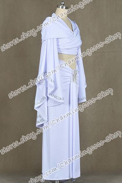 Star Wars Cosplay Padme Amidala Costume White Dress Cloak Top Pants