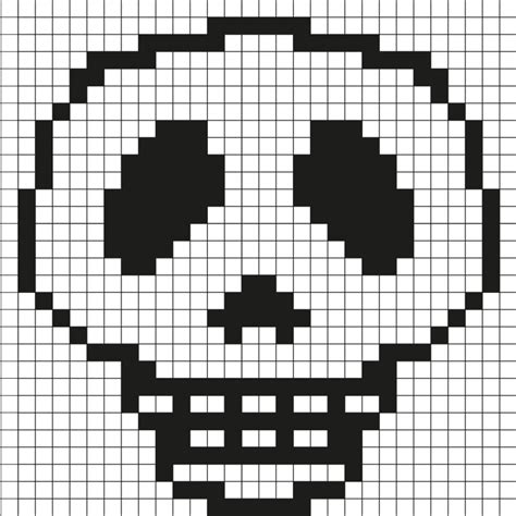 Des centaines de modèles de pixel art faciles à réaliser et à imprimer ! Pixel Art Tête de mort par Tête à modeler