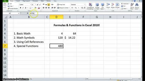 Formulas And Functions In Excel 2010 Youtube