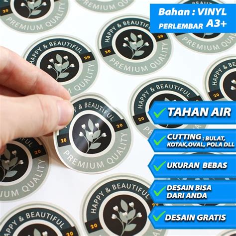 Cetak Stiker Vinyl Tahan Air Label Kemasan Perlembar A Cutting