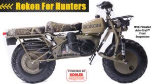 In this version sold from year 2019 , the dry weight is 98.8 kg (217.8 pounds) and it is equipped with a single cylinder. Rokon Trail Breaker for Hunters - Revivaler