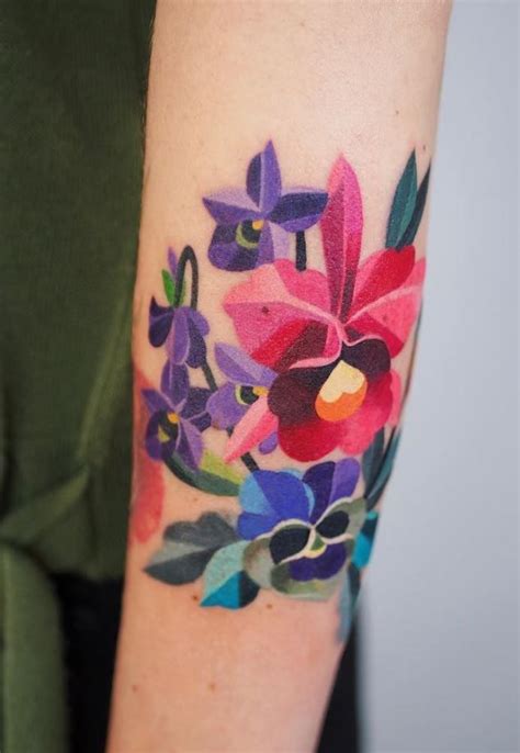 Colorful Flowers Tattoo Get An Inkget An Ink Colorful Flower Tattoo