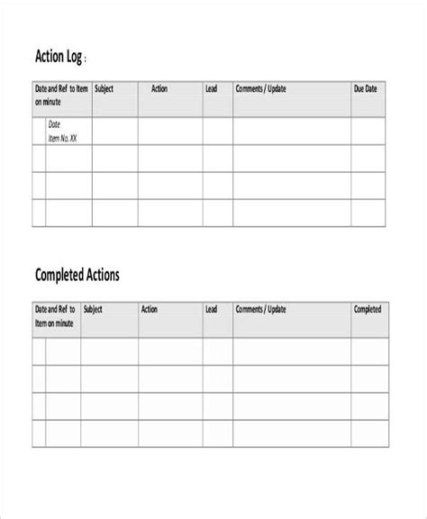 Action Log Template Excel Free Printable Templates Rezfoods Resep
