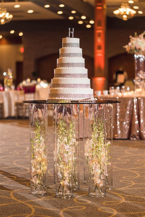 Floating Wedding Cake With Lighted Floral Stand Event Center Wedding Spring Wedding