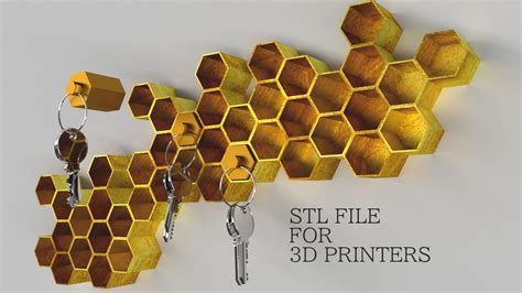 Honeycomb Key Holder 3d Print Stl Files 3d Print Models Etsy