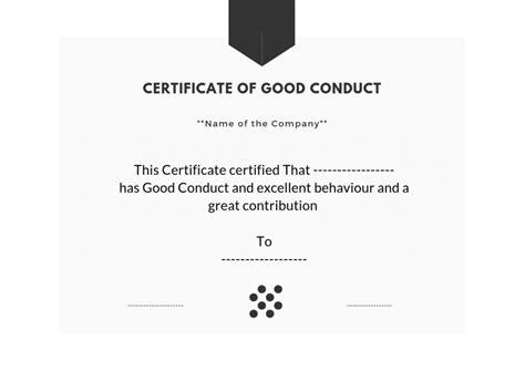 Certificate Of Good Conduct Template Certificate Of