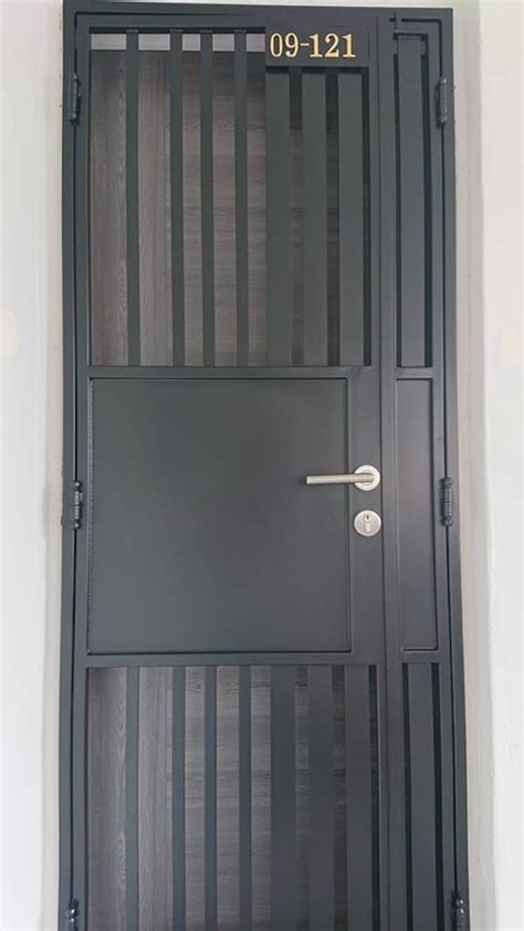 See more ideas about gate design, design, gate. Black Oak Main HDB Door with HDB Gate matches with deep ...