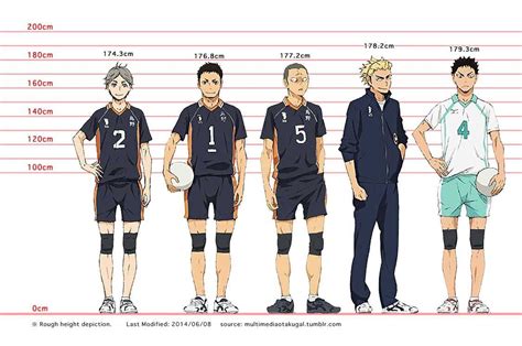 Haikyu Height Chart With Sports Uniforms