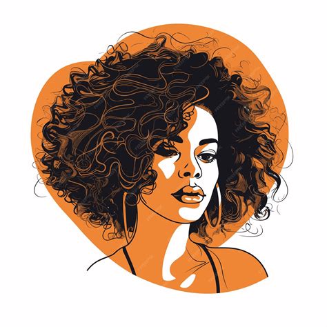 Premium Vector A Cartoon Of A Woman With Curly Hair And A Yellow Circle