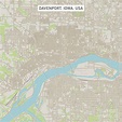 Davenport Iowa US City Street Map Digital Art by Frank Ramspott - Pixels