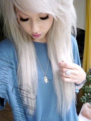 white bleached extensions emo scene girls emo scene hair emo girls silver white hair girly