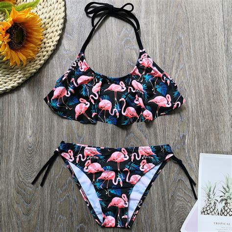 5 14 jaar meisje badpak kinderen tropische avocado print tiener meisje bikini set halter top