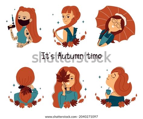set redheads girls collection cartoons women stock vector royalty free 2040271097 shutterstock