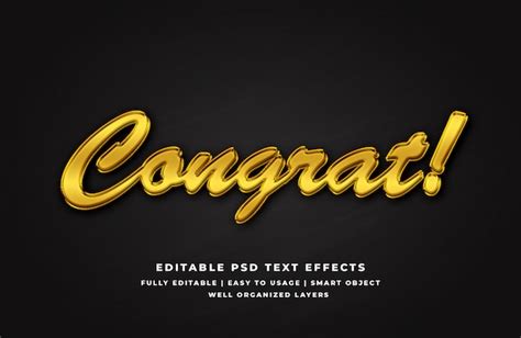 Premium Psd Gold Congratulation 3d Text Style Effect
