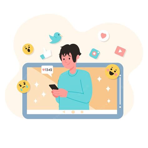 Free Vector A Person Addicted To Social Media