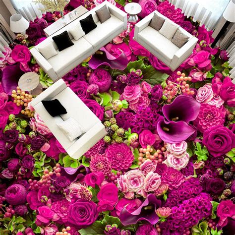 A moody floral wallpaper headboard wall is a chic accent in this feminine bedroom a moody floral wall is great and unusual idea for a girl's nursery a gorgeous moody floral wall looking like an antique painting. Self Adhesive 3D Bright Flowers 138 Floor Wallpaper Mural Wall Print Decal Wall Murals Wallpaper ...