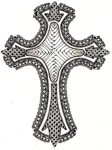 Zentangle Cross Drawing By Michelle Kidwell Pixels