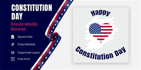 Constitution Day September 17 In United States Patriotic Social Banner