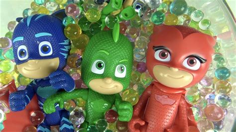 Pj Masks Cartoons Toys Are Swimming In The Orbeez Pool Romeo Rescues