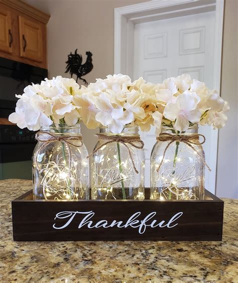 Personalized Mason Jar Centerpiece With Lights Wedding Etsy