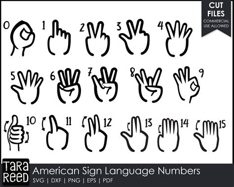Sign Language Numbers American Sign Language Svg And Cut Etsy Uk