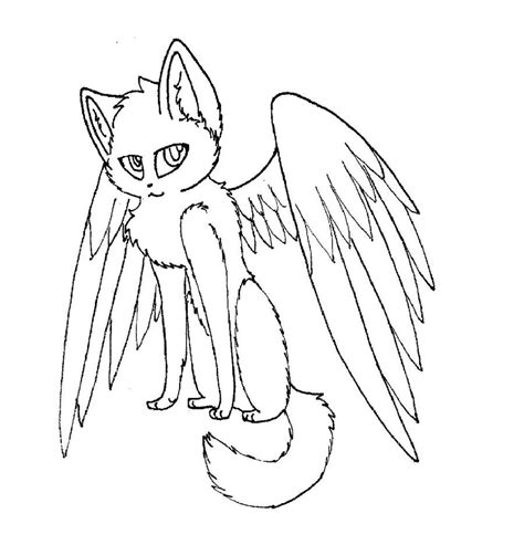 Winged Cat Lineart By Rahsterrox On Deviantart