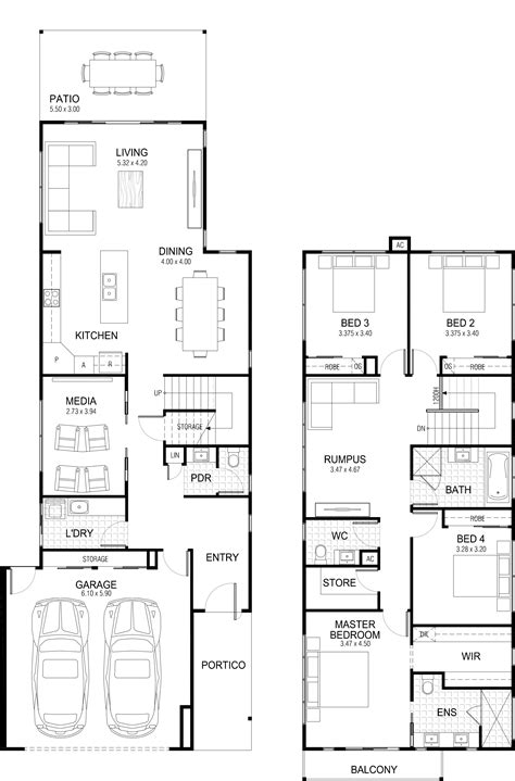 Rectangle House Plans Two Storey House Plans Narrow Lot House Plans