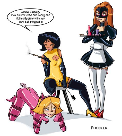 Rule 34 3girls Alex Totally Spies All Fours Bitchsuit Blush Bondage Bound Clothing Clover