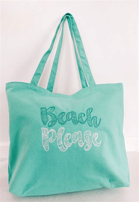 Beach Bag Embroidered Summer Tote Bag Lake Life Book Bag