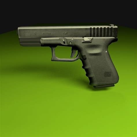 3d Model Glock 19 Vr Ar Low Poly Obj 3ds Fbx Dxf Stl Blend