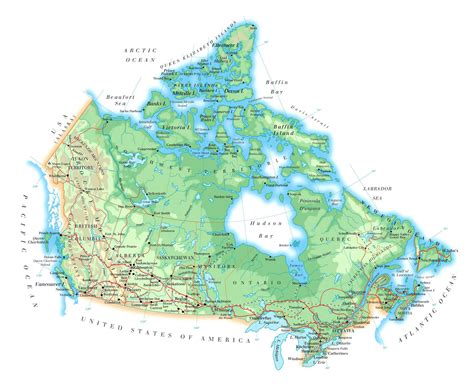 Geographical Map Of Canada Topography And Physical Features Of Canada