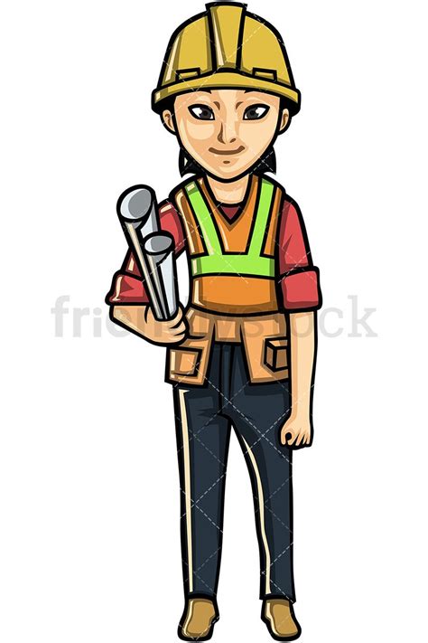 Asian Woman Engineer Cartoon Vector Clipart - FriendlyStock | Engineer cartoon, Female engineer ...
