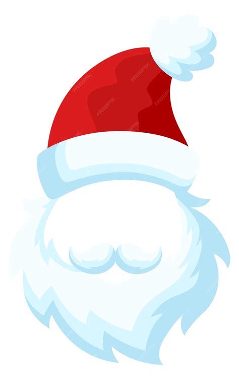 Premium Vector Cartoon White Beard With Christmas Red Hat Santa Symbol