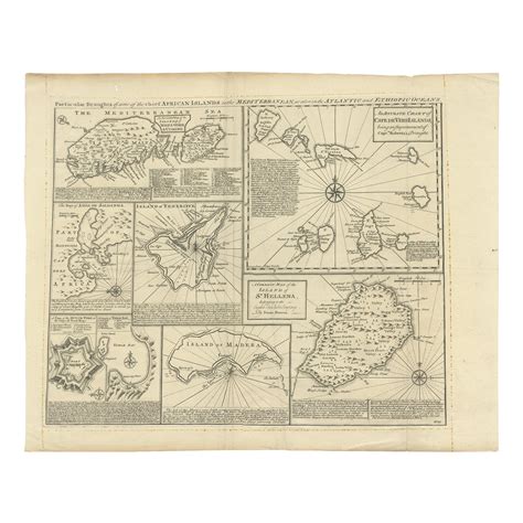 Antique Map Of African Islands In The Mediterranean Sea And The
