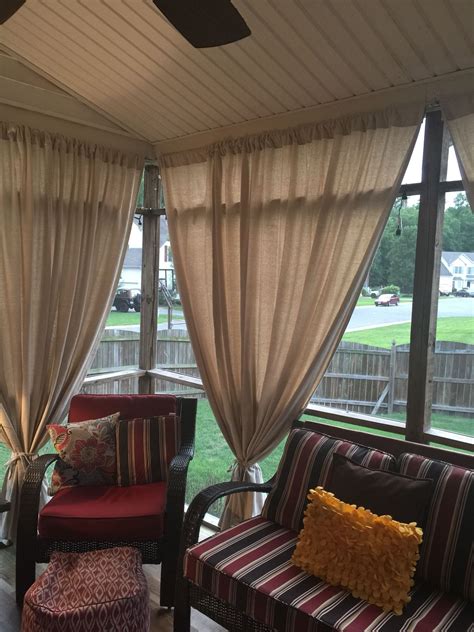 Screened in porch materials & cost. Painters drop cloth for screen porch curtains. Use conduit ...